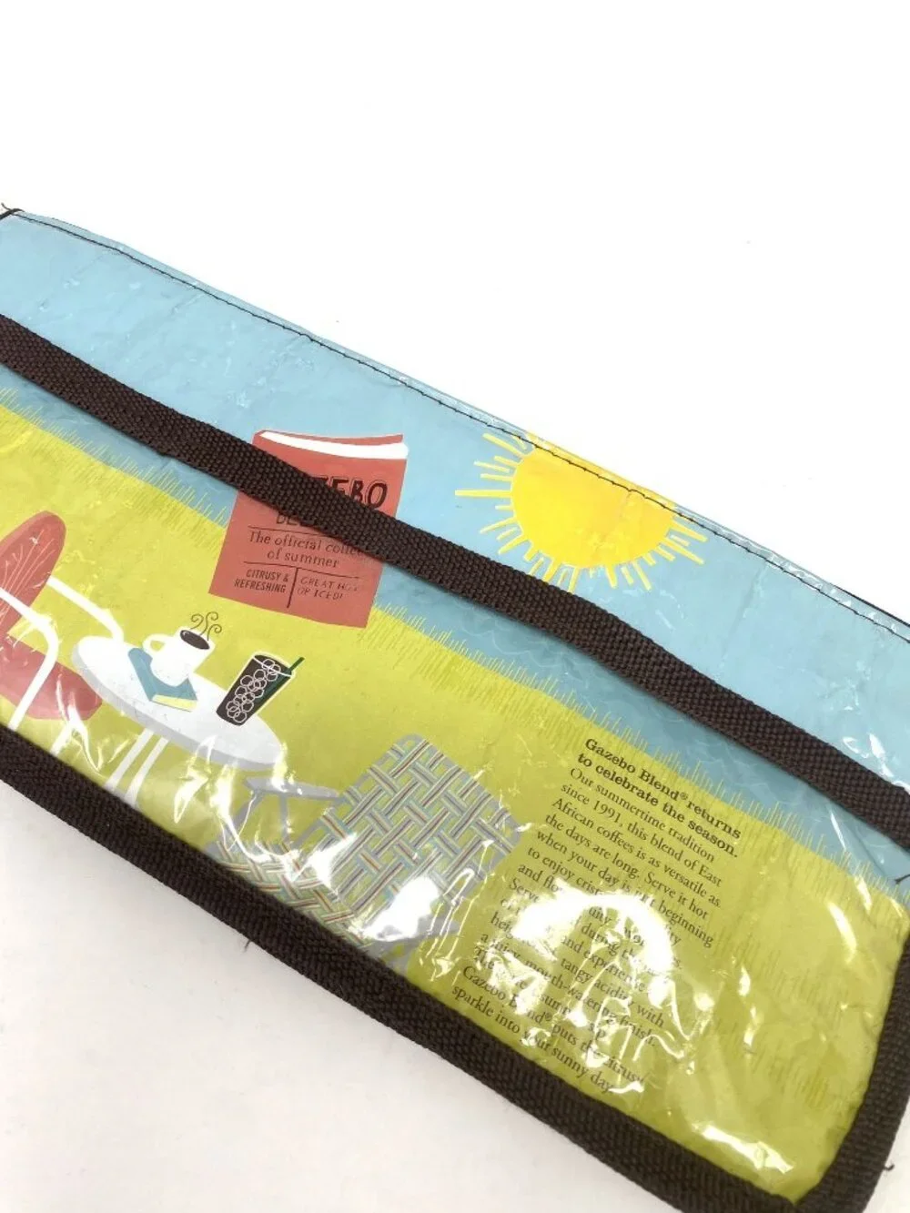 Recycled Repurpose Starbucks Coffee Wrapper Zip Pouch 2 Compartments  B8
